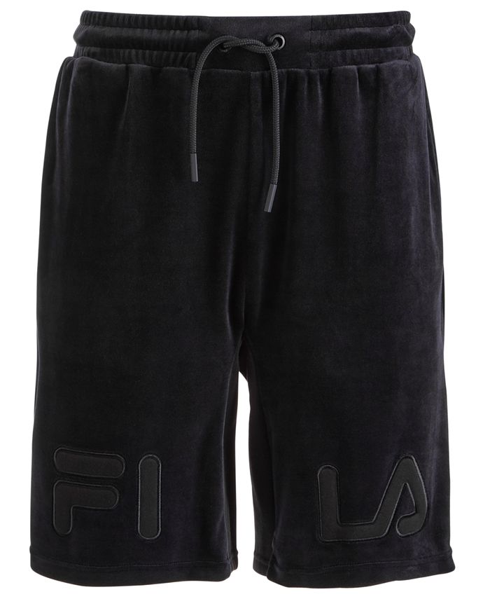 Fila Men's Arc Classic Fit Stretch Velour Logo Shorts Black Size Large