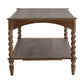 Rustic Brown Wood Coffee Table with Turned Spiral Legs and Lower Shelf