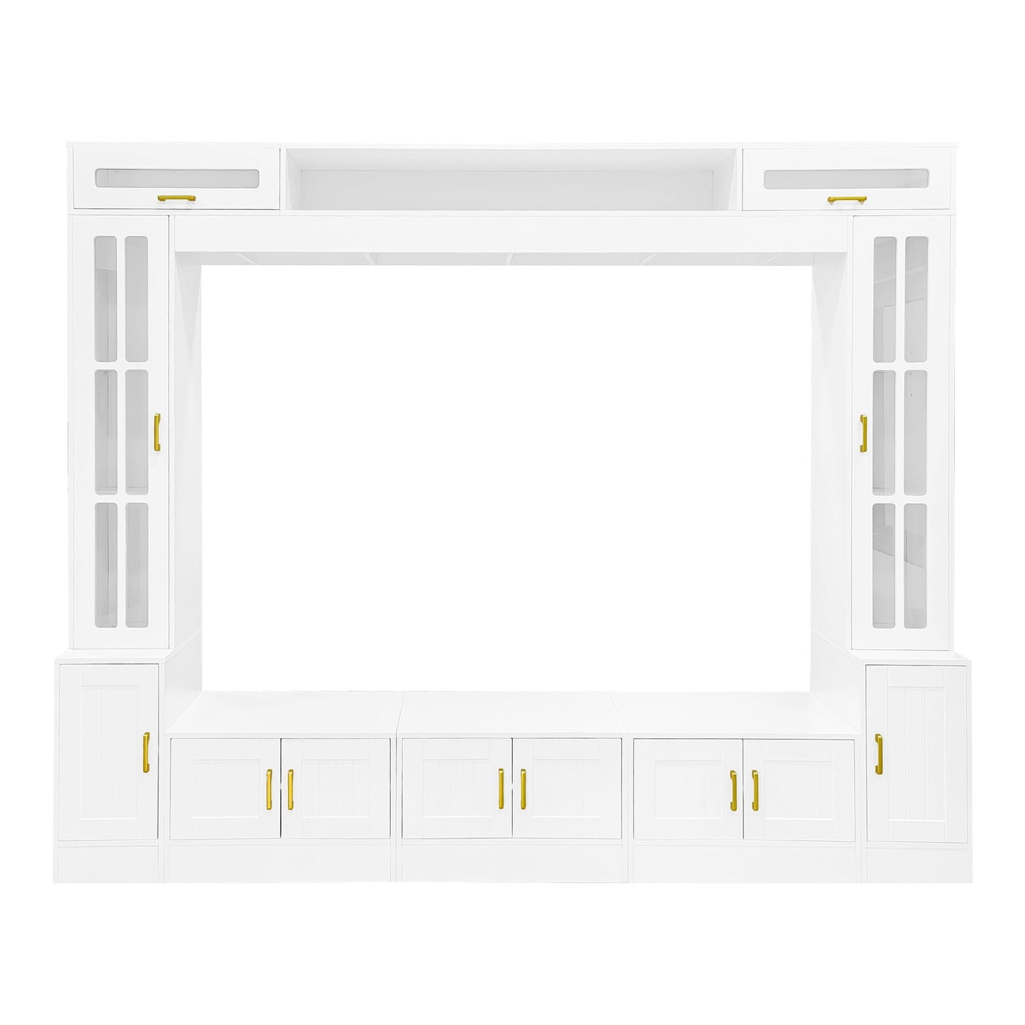 Wall Unit Entertainment Center With Bookshelves For TVs Up To 80"