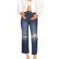 Pistola - Cassie Crop Super High Rise Straight Distressed Jeans