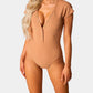 Buddylove - Mona Button Detail Short Sleeve One Piece Swimsuit