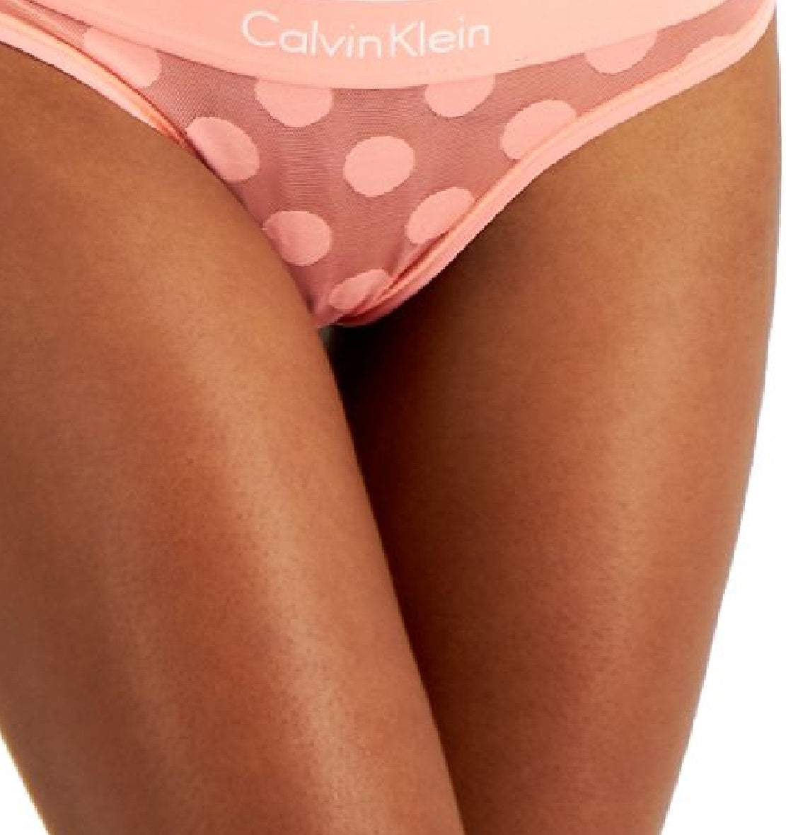 Calvin Klein Women's Dot Mesh Thong Underwear Pink Size Small