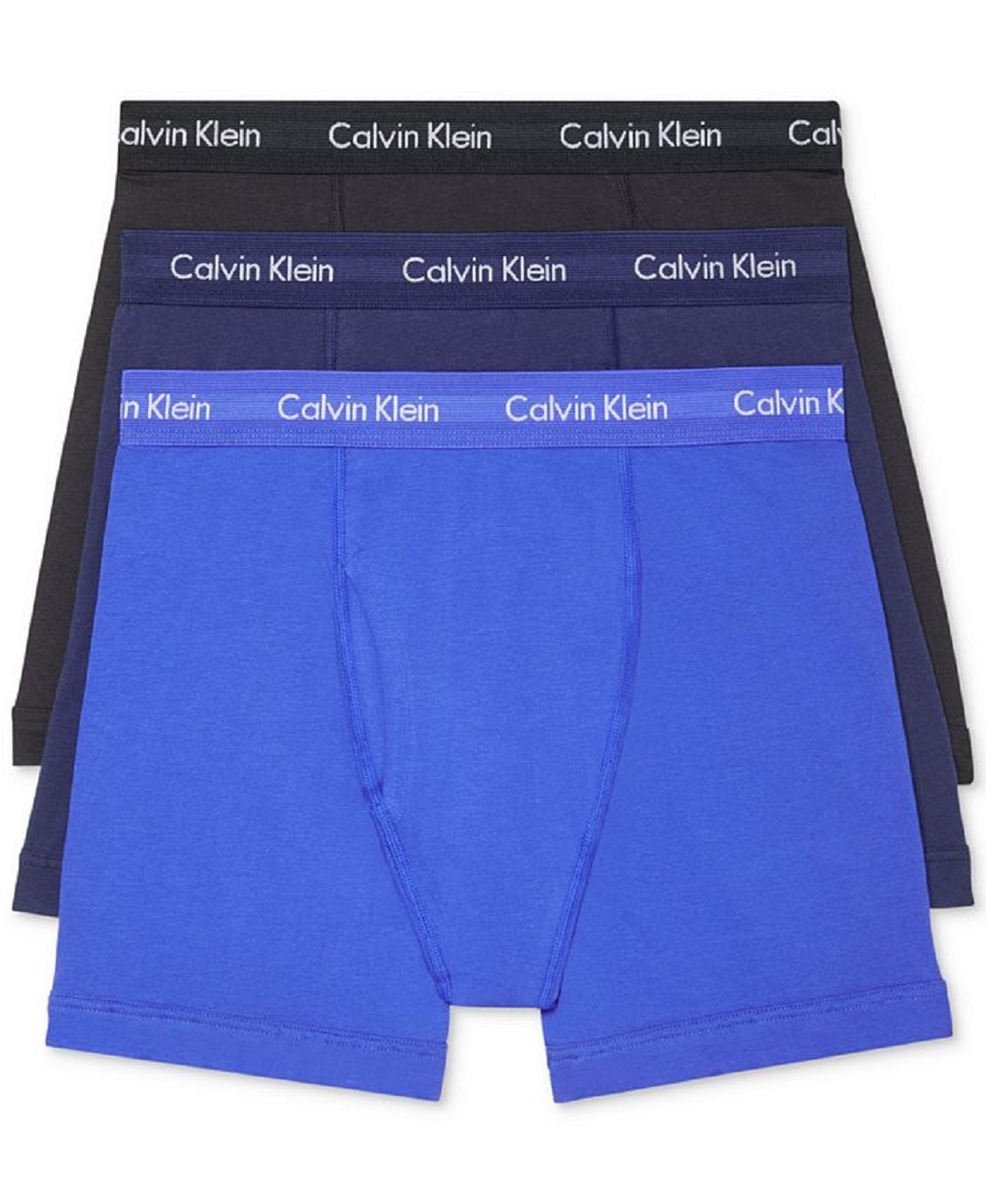 Calvin Klein Men's 3 Pack Stretch Cotton Boxer Briefs Blue Size Large