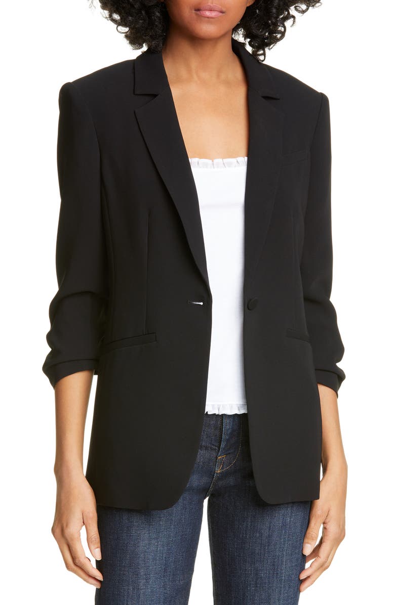 Cinq À Sept Women's Khloe Ruched Sleeve Blazer Black Size 0