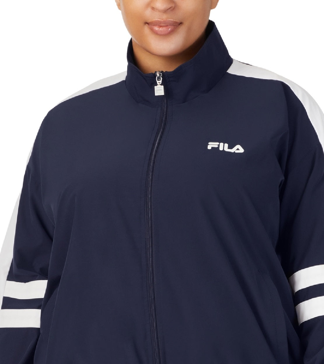 Fila Women's Jovia Zip Front Logo Track Jacket Blue Size 3X