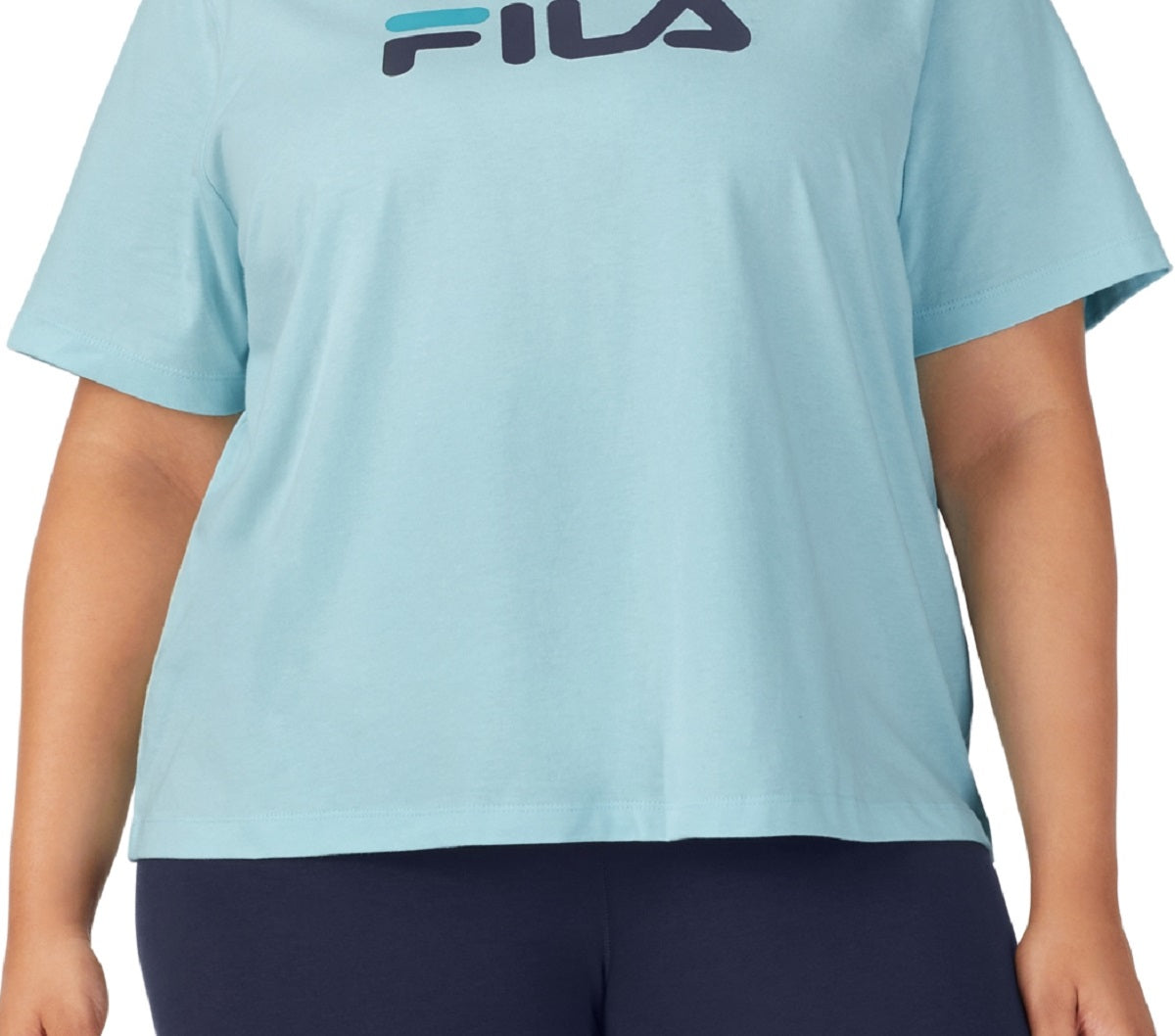 Fila Women's Thea Cotton Logo Short Sleeve T-Shirt Blue Size 1X