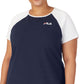 Fila Women's Kyra Logo Colorblocked Short Sleeve Jersey Dress Blue Size 3X