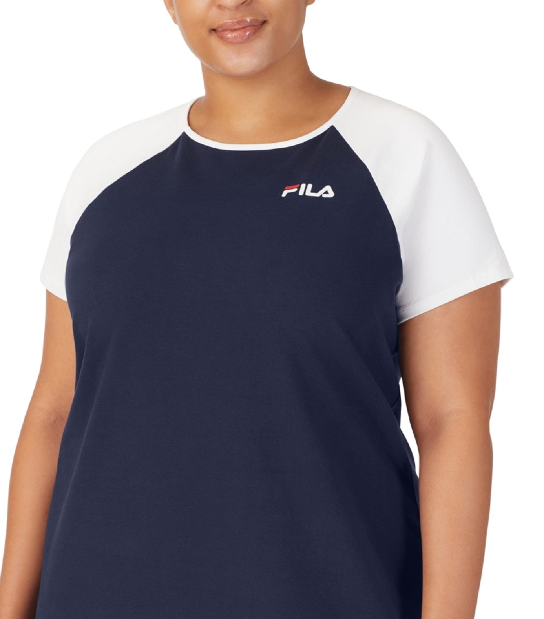 Fila Women's Kyra Logo Colorblocked Short Sleeve Jersey Dress Blue Size 3X
