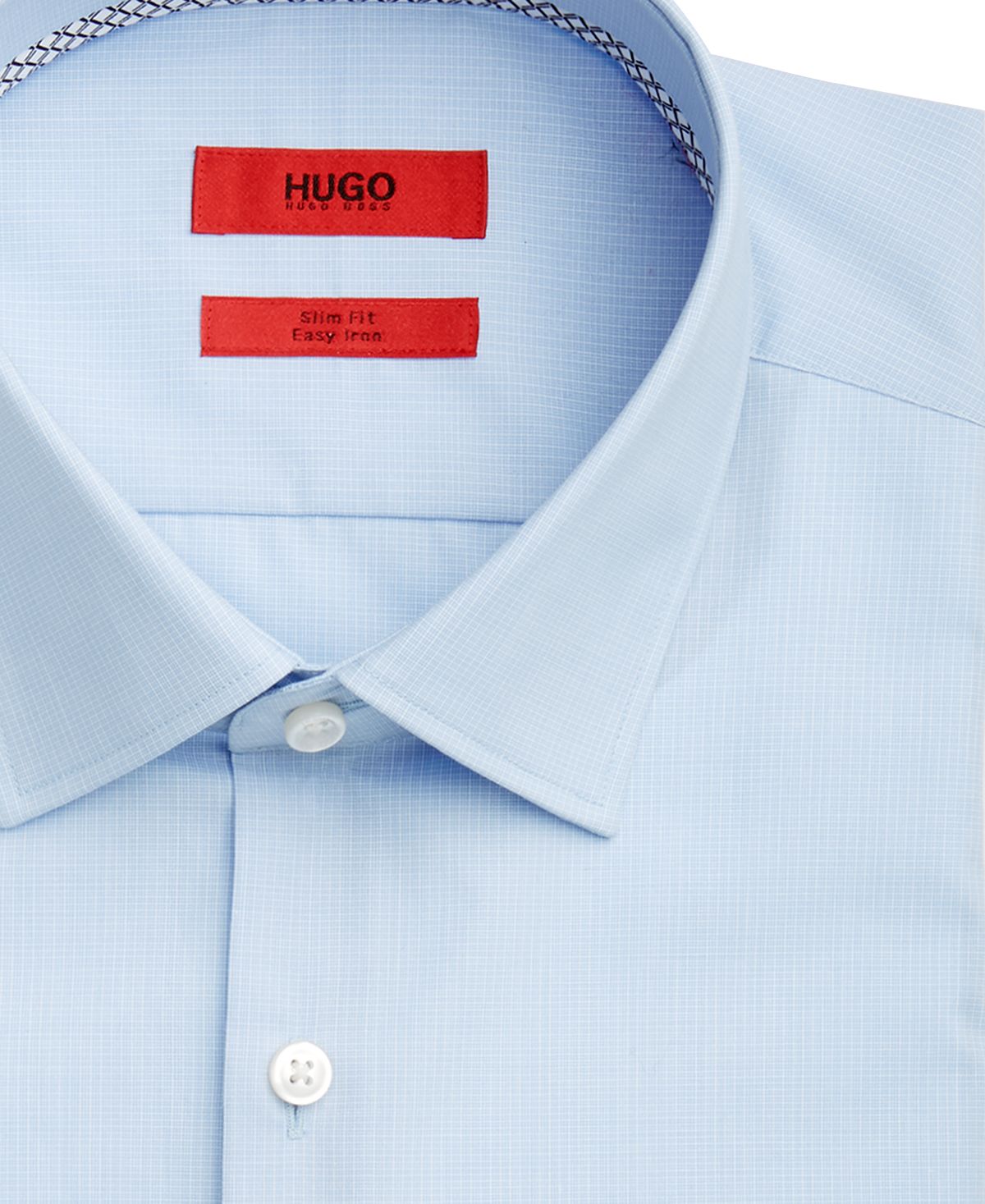 Hugo Boss Men's Koey Slim Fit Mini Check Dress Shirt Blue Size 16.5X32X33