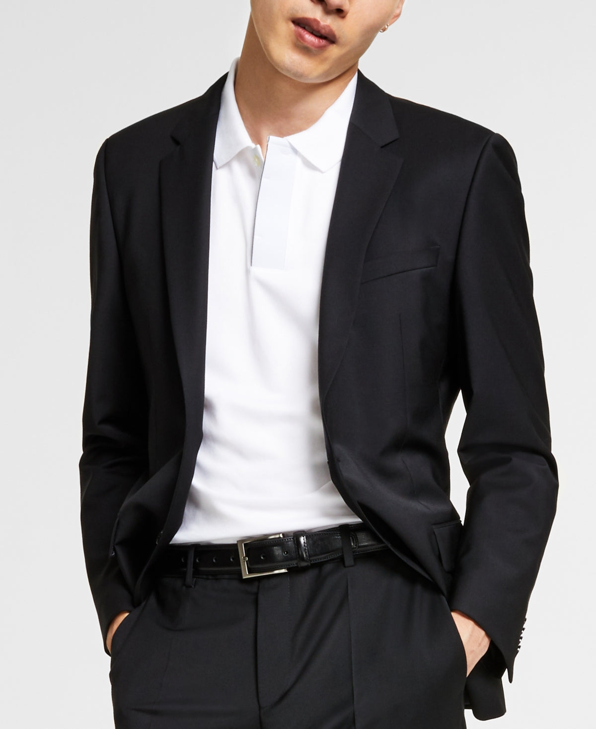 Hugo Boss Men's Slim Fit Superflex Stretch Solid Suit Jacket Black Size 40