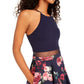 B Darlin Women's Floral Sleeveless Halter Short Party Fit Flare Dress Blue Size 11-12