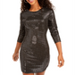 B Darlin Women's Sequined Long Sleeves Party Dress Gray Size Small