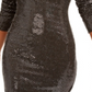B Darlin Women's Sequined Long Sleeves Party Dress Gray Size Small