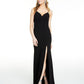 B Darlin Women's Slitted Spaghetti Strap Sweetheart Neckline Full Length Evening Body Con Dress Black Size 12