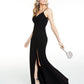 B Darlin Women's Slitted Spaghetti Strap Sweetheart Neckline Full Length Evening Body Con Dress Black Size 12