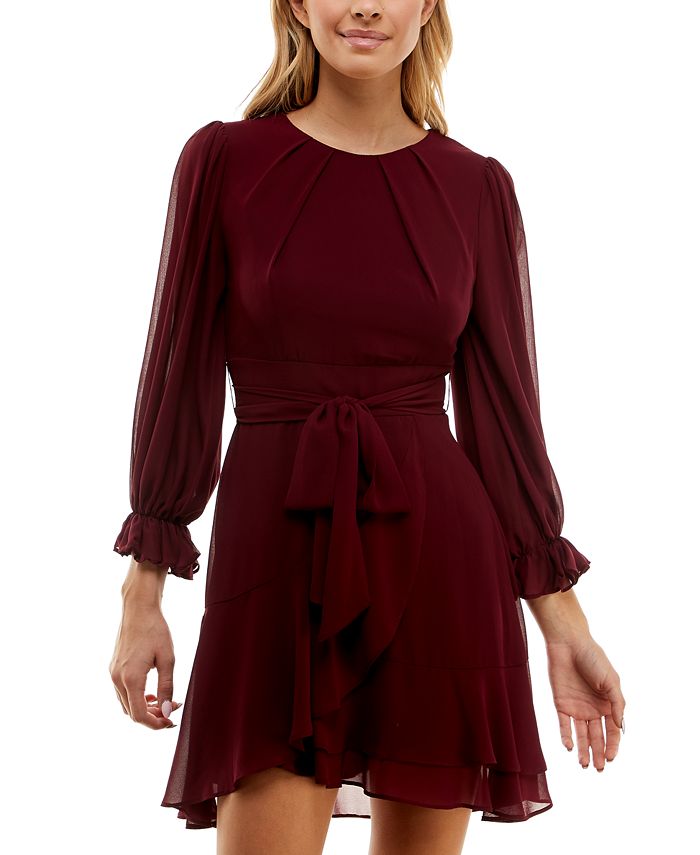 B Darlin Junior's Asymmetrical-Ruffle A-Line Dress Red Size 11-12