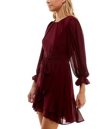 B Darlin Junior's Asymmetrical-Ruffle A-Line Dress Red Size 11-12