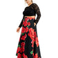 B Darlin Women's Trendy 2 Pc Lace & Floral Print Dress Black Size 14W