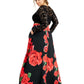 B Darlin Women's Trendy 2 Pc Lace & Floral Print Dress Black Size 14W