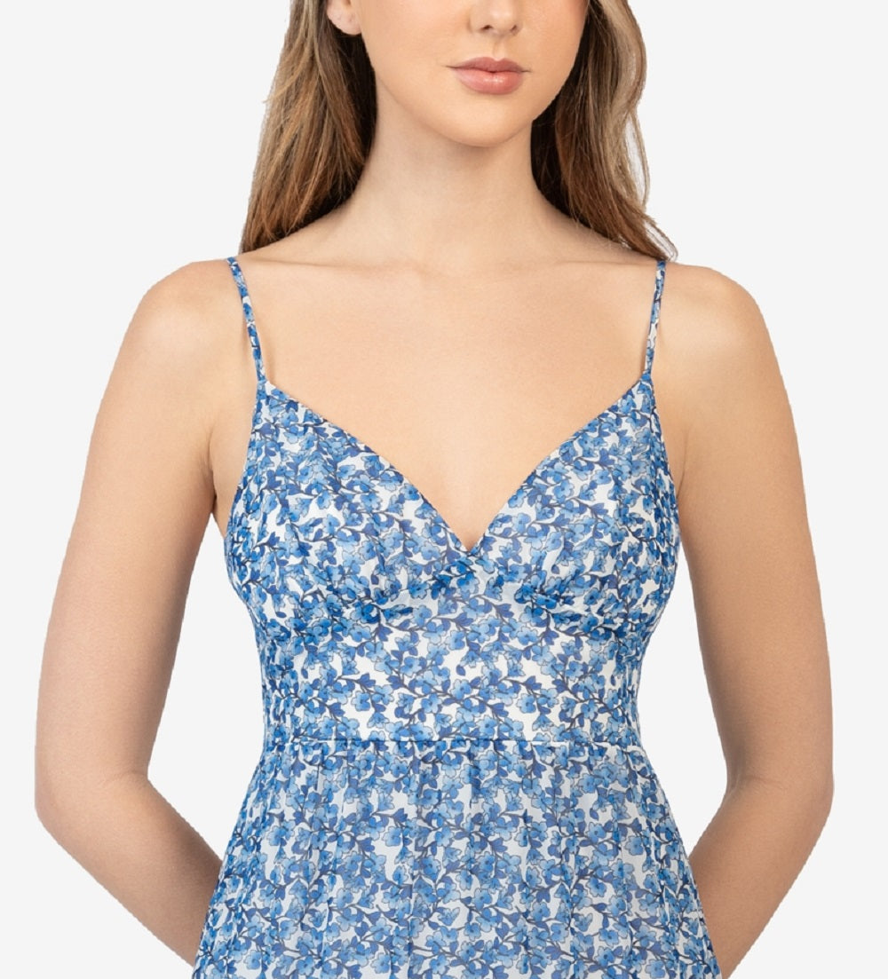 B.Darlin Junior's Floral Print Tiered Dress Blue Size 11-12