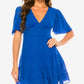 B Darlin Junior's V Neck Ruffled Dress Blue Size 0