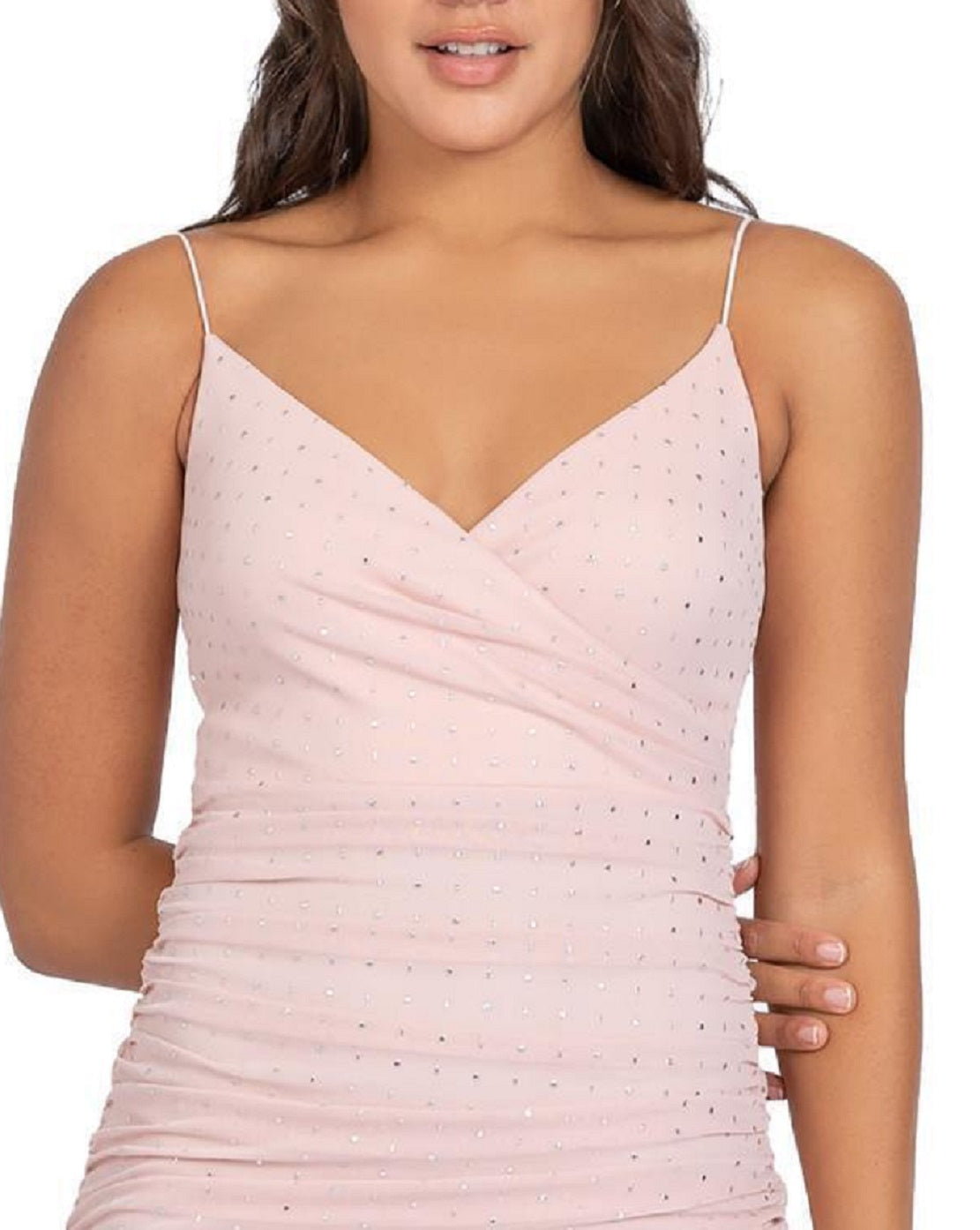 B Darlin Junior's Sparkle Dot Ruched Dress Pink Size 12