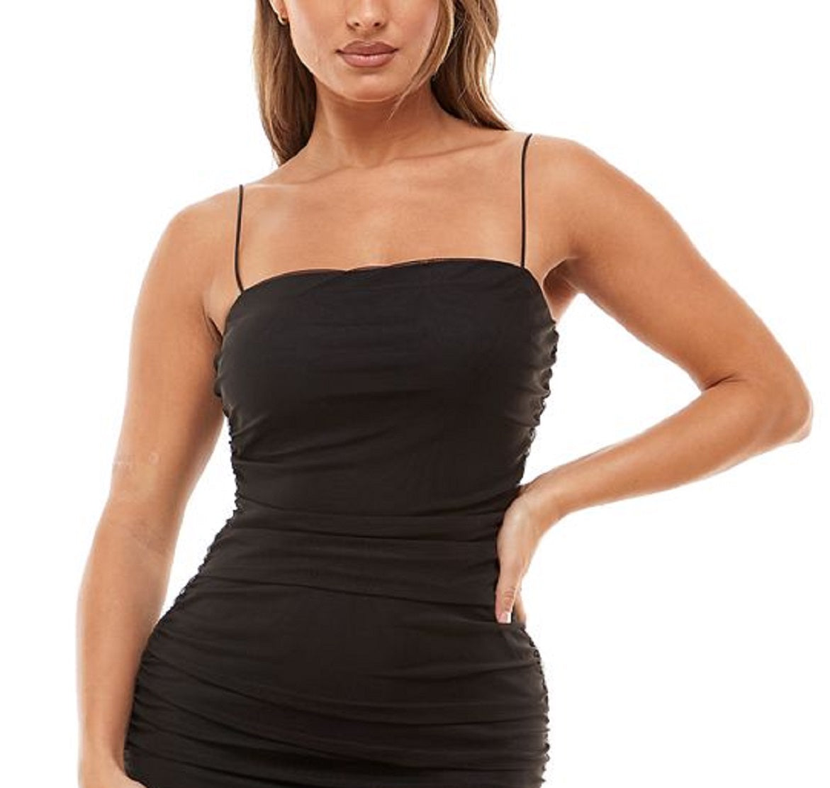 B Darlin Women's Mesh Ruched Tube Dress Black Size Medium