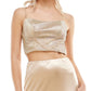 B Darlin Junior's Mesh Detail 2 Pc Satin Gown Yellow Size 7-8
