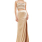B Darlin Junior's Mesh Detail 2 Pc Satin Gown Yellow Size 7-8