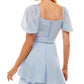 B Darlin Junior's Puff Sleeve Tie Waist Dress Blue Size 12