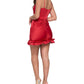 B Darlin Women's Ruched Satin Bodycon Dress Red Size 14