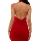 Emerald Sundae Juniors' Ruched Halter Dress Red Size S