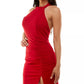 Emerald Sundae Juniors' Ruched Halter Dress Red Size S