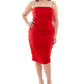 B Darlin Women's Bungee Strap Square Neck Bodycon Dress Red Size 18