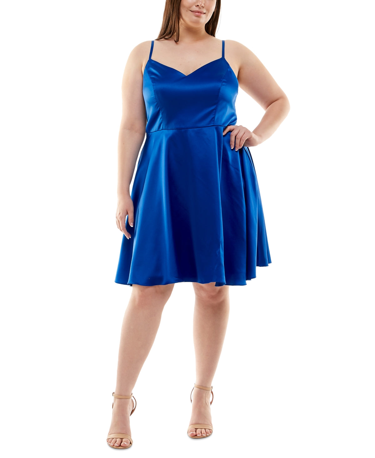 B Darlin Women's Satin A Line Dress Blue Size 22W