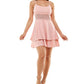 B Darlin Junior's Lace Trim Fit & Flare Dress Pink Size 13- 14