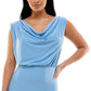 B Darlin Junior's Asymmetrical Cowl Neck Dress Blue Size XX-Small