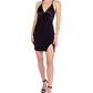 B Darlin Junior's V Neck Mixed-Media Racerback Dress Black Size 5-6