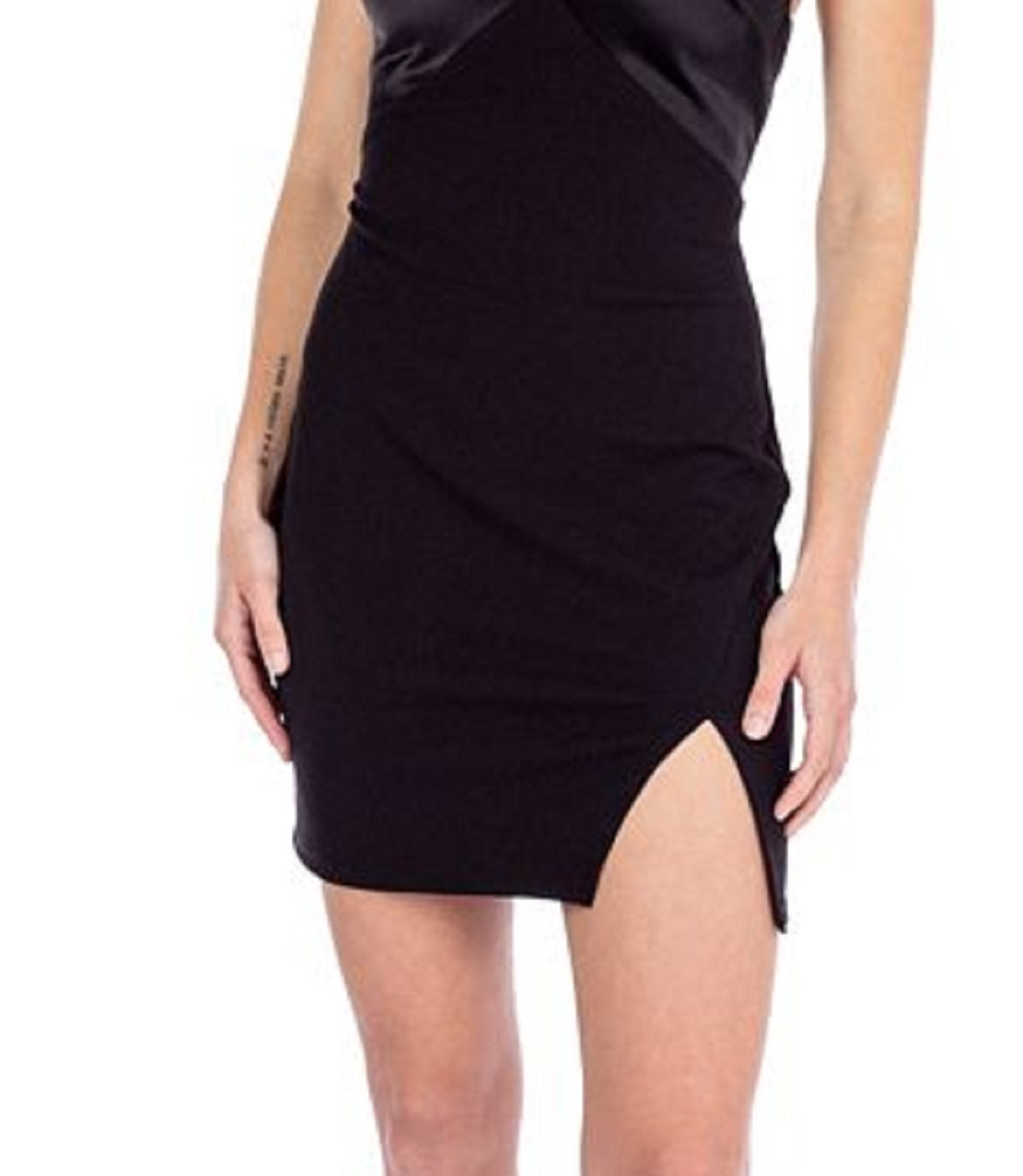 B Darlin Junior's V Neck Mixed Media Racerback Dress Black Size 7-8