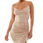 B Darlin Junior's Cowlneck Bodycon Dress Brown Size Large