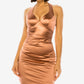 B Darlin Junior's Crisscross Back Satin Dress Gold Size M