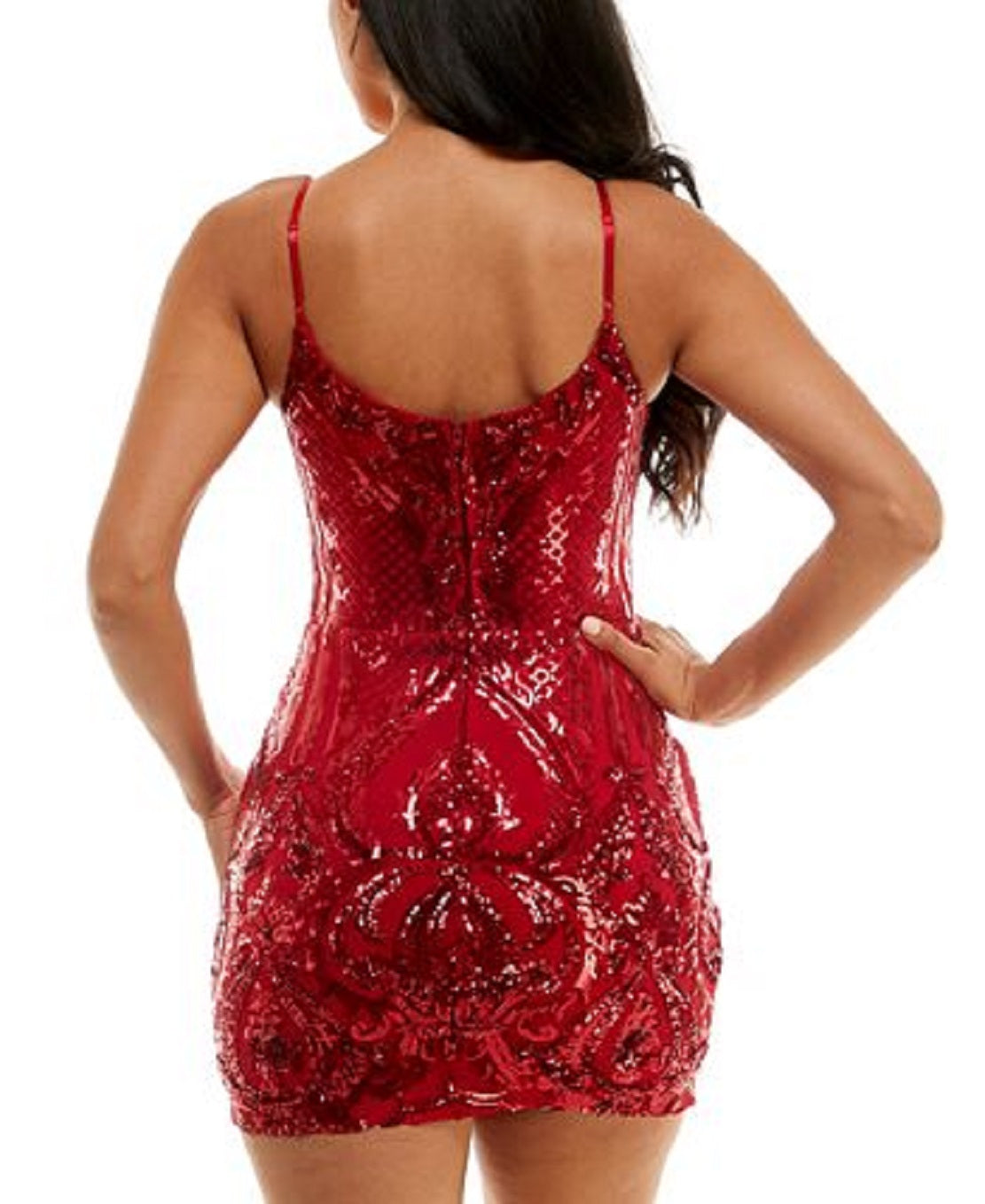 B Darlin Junior's Spaghetti Strap Square Neck Bodycon Dress Red Size 56