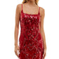B Darlin Junior's Spaghetti Strap Square Neck Bodycon Dress Red Size 45115