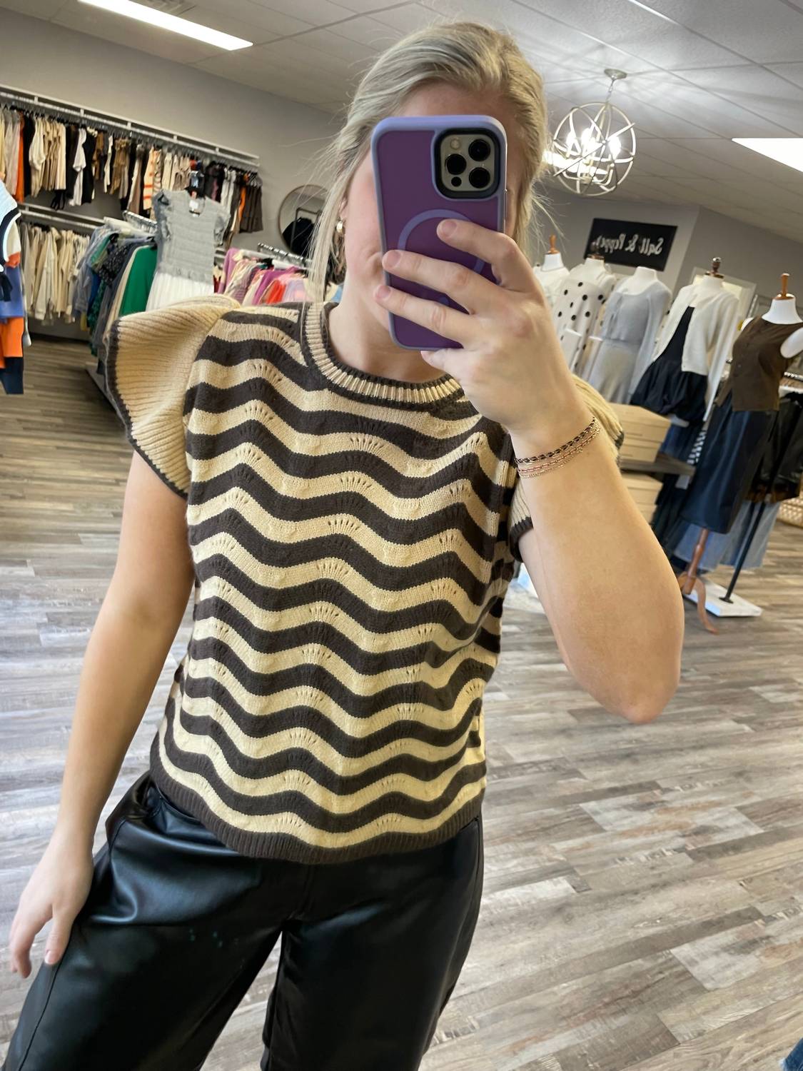 &Merci - Wave Striped Sweater Top