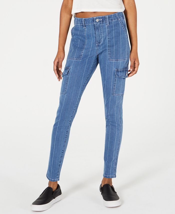 Dickies Women's Stripe Skinny Cargo Jeans Blue Size 11