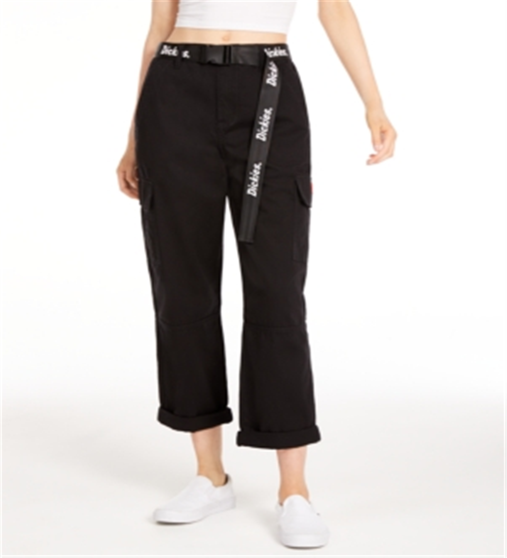 Dickies Women's Belted Crop Utility Cargo Pants Black Size 11