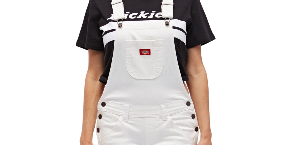Dickies Women's Cuffed Overalls White Size X-Small