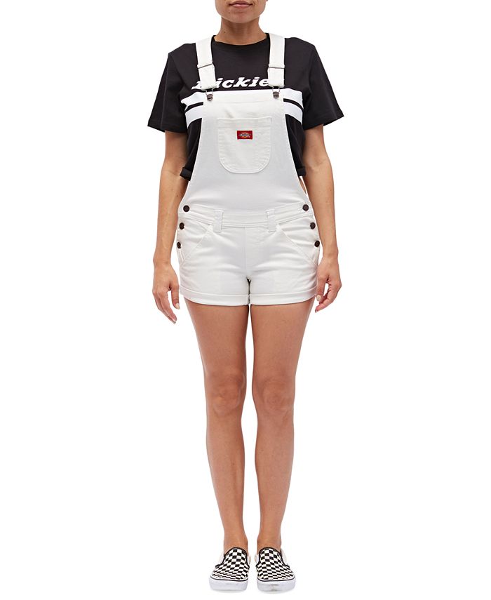 Dickies Women's Cuffed Overalls Dress White Size Small