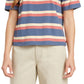 Dickies Women's Tomboy Stripe T-Shirt Blue Size X-Small