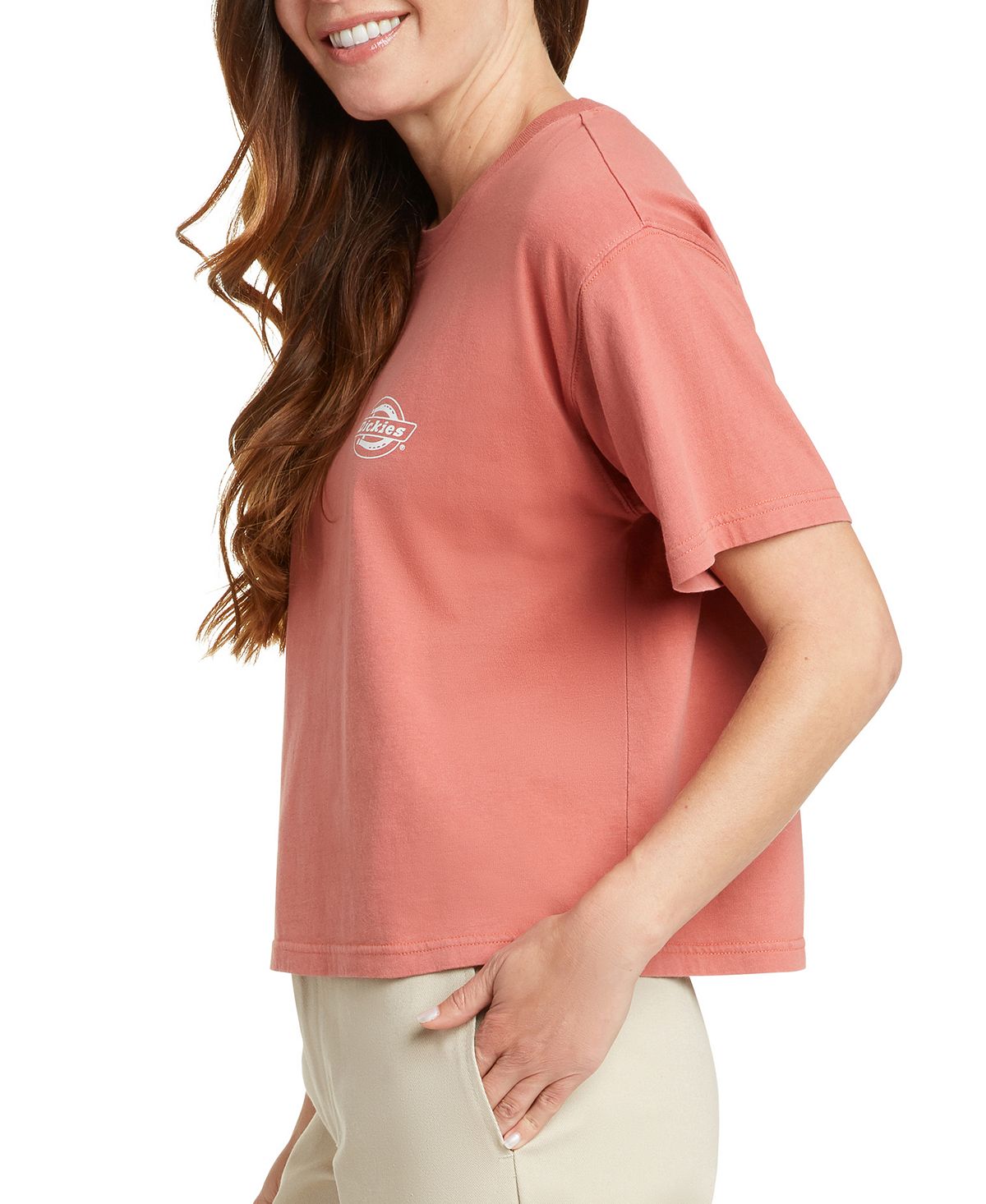Dickies Junior's Cotton Logo Graphic Crop T-Shirt Terracota  Size Small